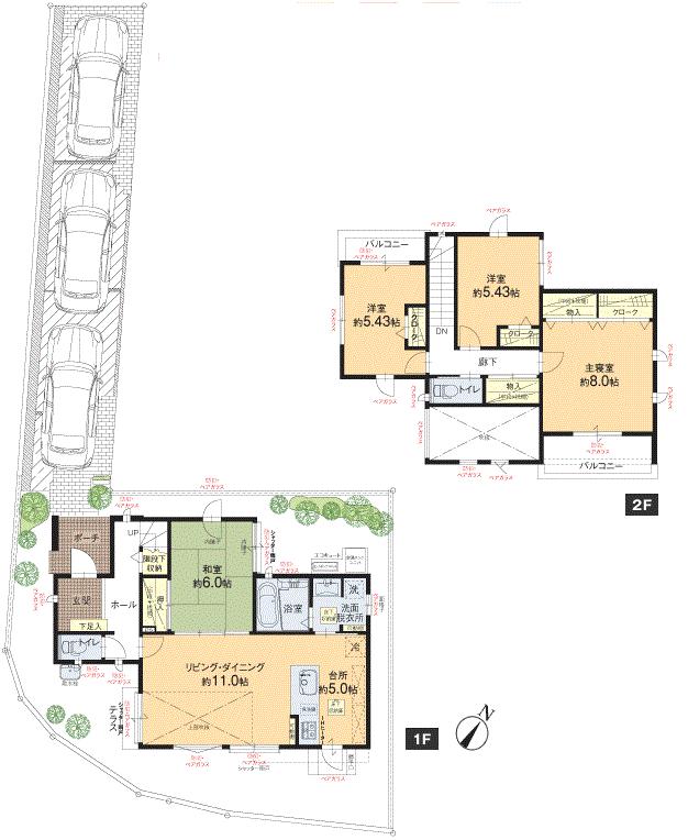 Floor plan. (No. 2 locations), Price 38,400,000 yen, 4LDK, Land area 166.42 sq m , Building area 101.85 sq m