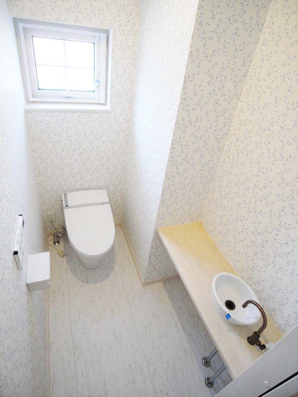 Toilet. Comfortable space on the first floor tankless toilet + hand washing another installation.