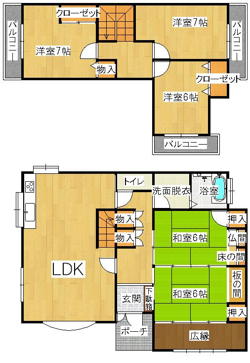 Floor plan. 22,800,000 yen, 5LDK, Land area 216.2 sq m , Building area 127.86 sq m