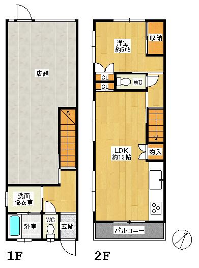 Floor plan. 8.9 million yen, 2LDK, Land area 67.56 sq m , Building area 77.23 sq m 2LDK + store