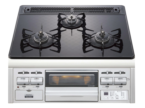 Kitchen.  [Glass top stove ・ Anhydrous single-sided grill] Going out safety device, Such as cooking oil overheating prevention function grill timer, multi-function is a three-necked gas stove. (Same specifications)
