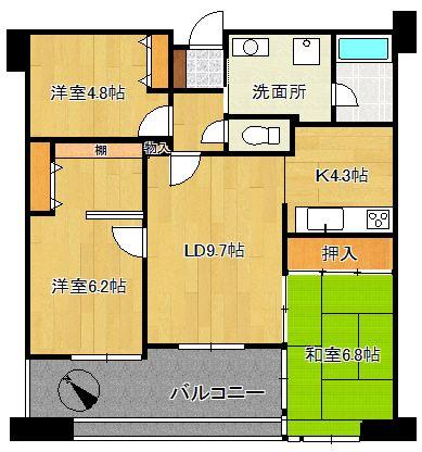 Floor plan. 3LDK, Price 20.8 million yen, Occupied area 74.06 sq m , Balcony area 13.41 sq m