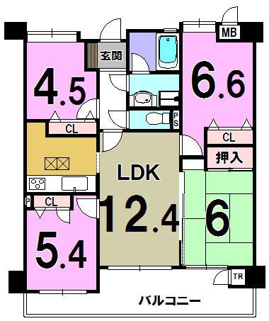 Floor plan. 4LDK, Price 16.2 million yen, Occupied area 75.52 sq m , Balcony area 10 sq m
