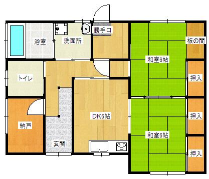 Floor plan. 12.8 million yen, 2DK + S (storeroom), Land area 376.35 sq m , Building area 73.87 sq m
