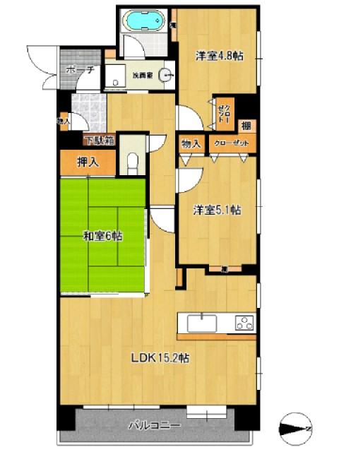 Floor plan. 3LDK, Price 10.5 million yen, Occupied area 70.31 sq m , Balcony area 8.7 sq m angle room 3LDK! !