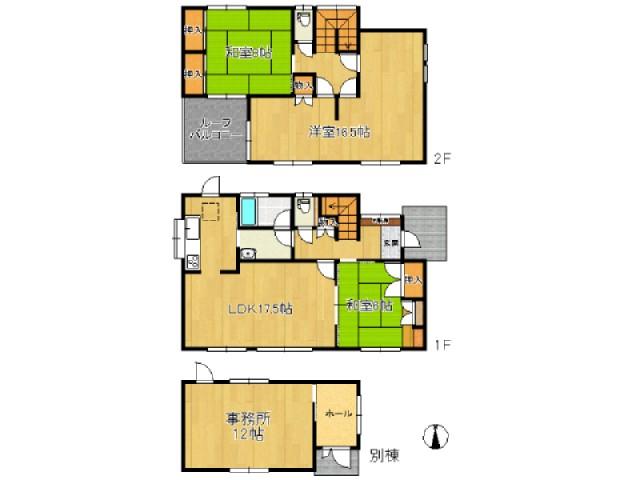 Floor plan. 13.5 million yen, 3LDK, Land area 201.7 sq m , It is seen sticking to the building area 113.44 sq m everywhere