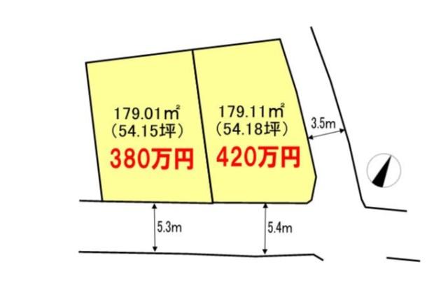 Compartment figure. Land price 3.8 million yen, Land area 179.01 sq m