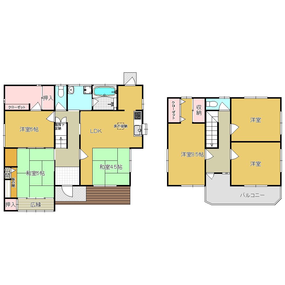 Floor plan. 15.5 million yen, 5LDK + S (storeroom), Land area 267.14 sq m , Building area 154 sq m