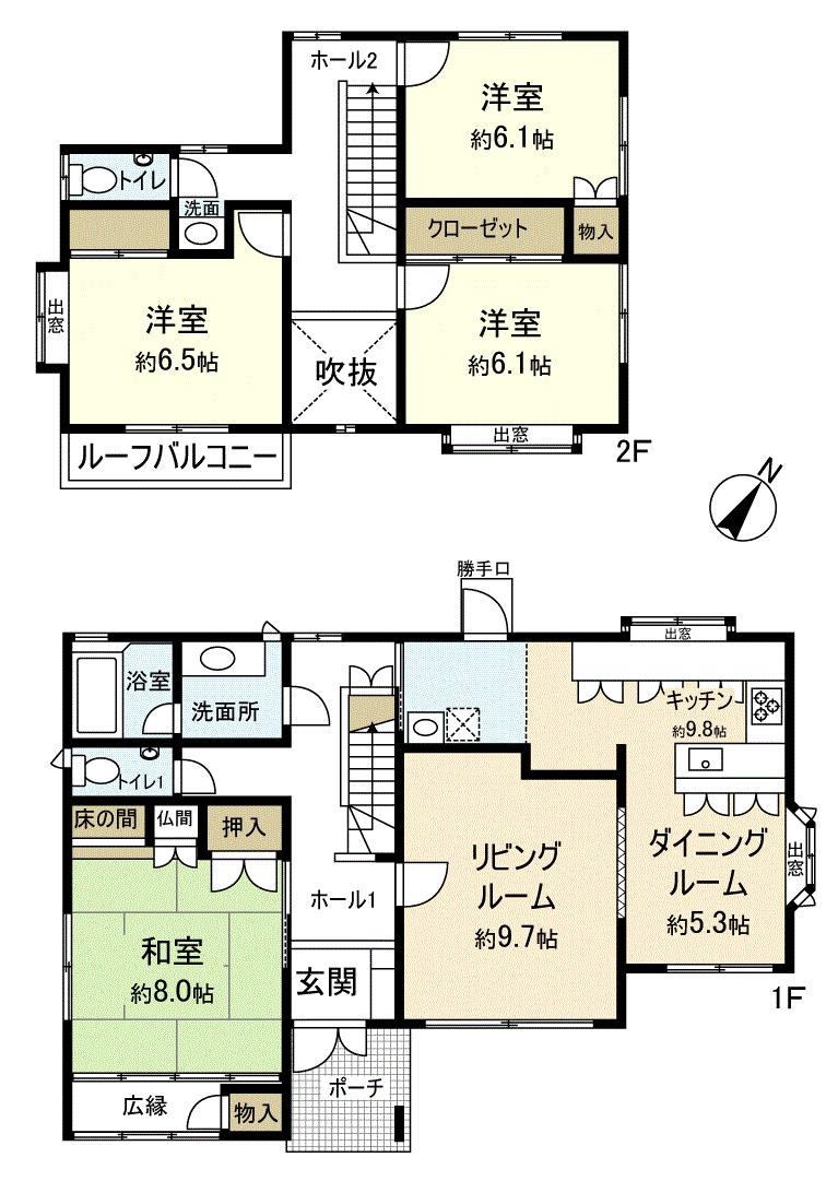 Floor plan. 13.8 million yen, 4LDK, Land area 293 sq m , Building area 127.51 sq m
