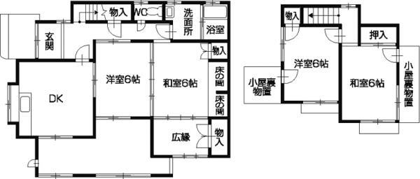 Floor plan. 9,980,000 yen, 4DK, Land area 222.08 sq m , Building area 113.42 sq m