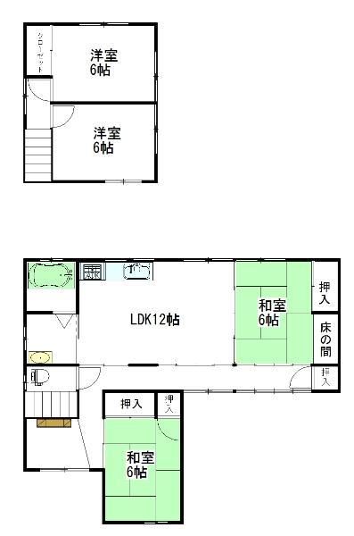 Floor plan. 15.8 million yen, 4LDK, Land area 195.45 sq m , It will be building area 97.44 sq m renovation after completion Floor. 