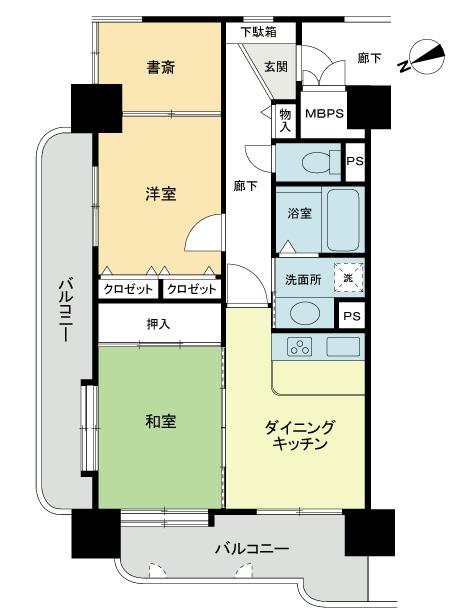 Floor plan. 2DK, Price 8 million yen, Occupied area 59.03 sq m , Balcony area 17.43 sq m 2DK