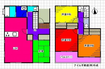 Floor plan. (Your mountain new construction properties 2 Building), Price 24,100,000 yen (planned), 4LDK, Land area 182.84 sq m , Building area 105.99 sq m