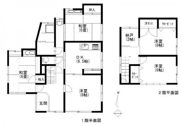 Floor plan. 21,800,000 yen, 5DK+S, Land area 199.25 sq m , Building area 105.34 sq m