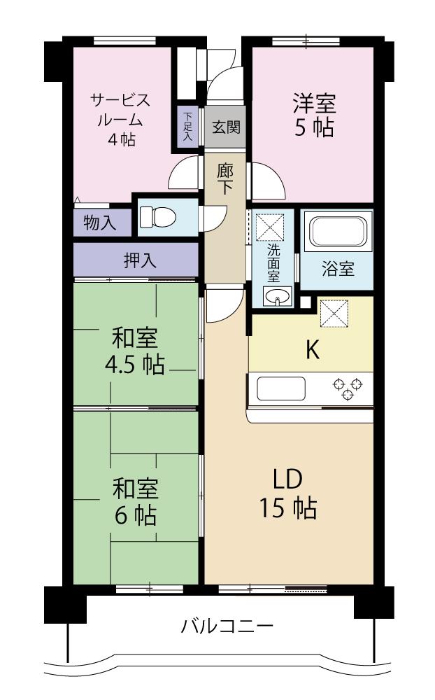 Floor plan. 3LDK + S (storeroom), Price 12.8 million yen, Footprint 69.3 sq m , Balcony area 9.93 sq m
