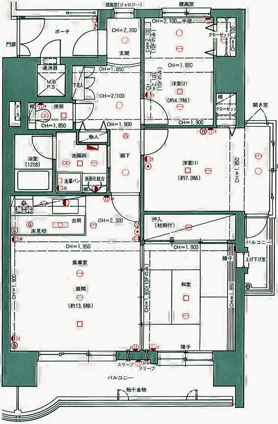 Floor plan. 3LDK, Price 19,800,000 yen, Occupied area 79.61 sq m , Balcony area 13.1 sq m