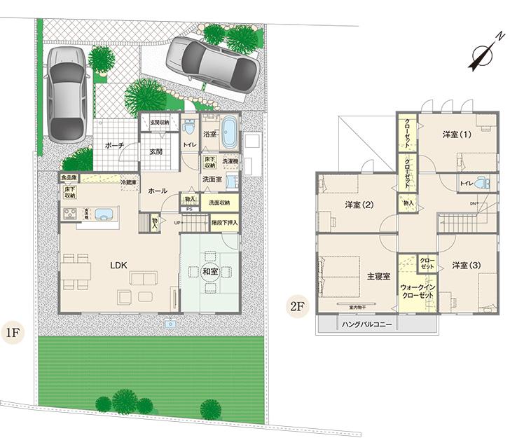 Floor plan.  [No. 9 areas] So we have drawn on the basis of the Plan view] drawings, Plan and the outer structure ・ Planting, etc., It may actually differ slightly from.  Also, car ・ Consumer electronics ・ furniture ・ It is such as equipment not included in the price.