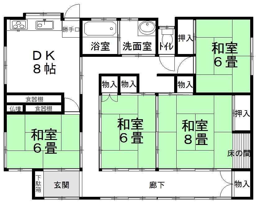 Floor plan. 10 million yen, 4DK, Land area 205.09 sq m , Building area 97.61 sq m
