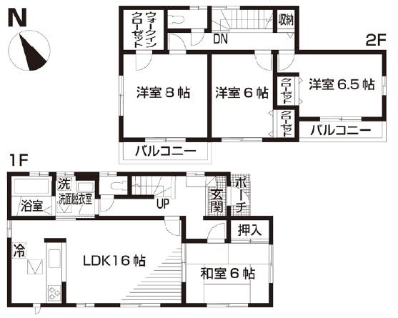 Floor plan. 18.5 million yen, 4LDK, Land area 192.53 sq m , Building area 105.99 sq m