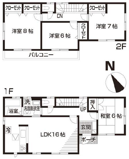 Floor plan. (Building 2), Price 18.5 million yen, 4LDK, Land area 192.52 sq m , Building area 105.99 sq m