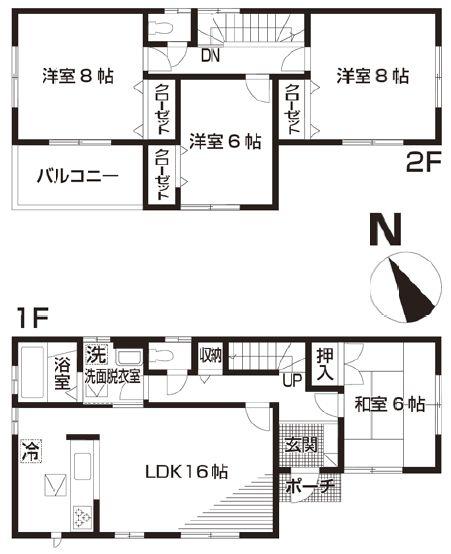 Floor plan. (3 Building), Price 18.5 million yen, 4LDK, Land area 192.52 sq m , Building area 105.99 sq m