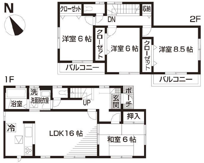 Floor plan. (4 Building), Price 18.5 million yen, 4LDK, Land area 192.52 sq m , Building area 105.99 sq m