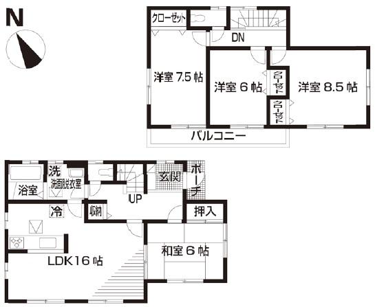 Floor plan. 18.5 million yen, 4LDK, Land area 192.52 sq m , Building area 105.15 sq m