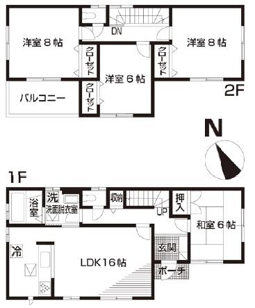 Floor plan. 18.5 million yen, 4LDK, Land area 192.52 sq m , Building area 105.99 sq m