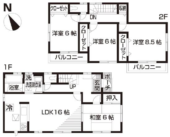 Floor plan. 18.5 million yen, 4LDK, Land area 192.52 sq m , Building area 105.99 sq m