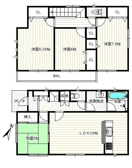 Floor plan. 22,800,000 yen, 4LDK, Land area 162.54 sq m , Building area 98.01 sq m