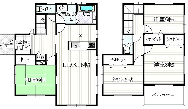 Floor plan. 21.3 million yen, 4LDK, Land area 167 sq m , Building area 105.98 sq m 2 storey LDK15 tatami mats or more