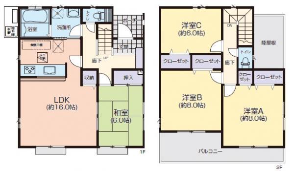 Floor plan. 22,300,000 yen, 4LDK, Land area 180.78 sq m , Building area 105.99 sq m