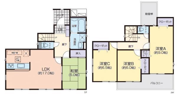 Floor plan. 22,300,000 yen, 4LDK, Land area 180.8 sq m , Building area 105.99 sq m