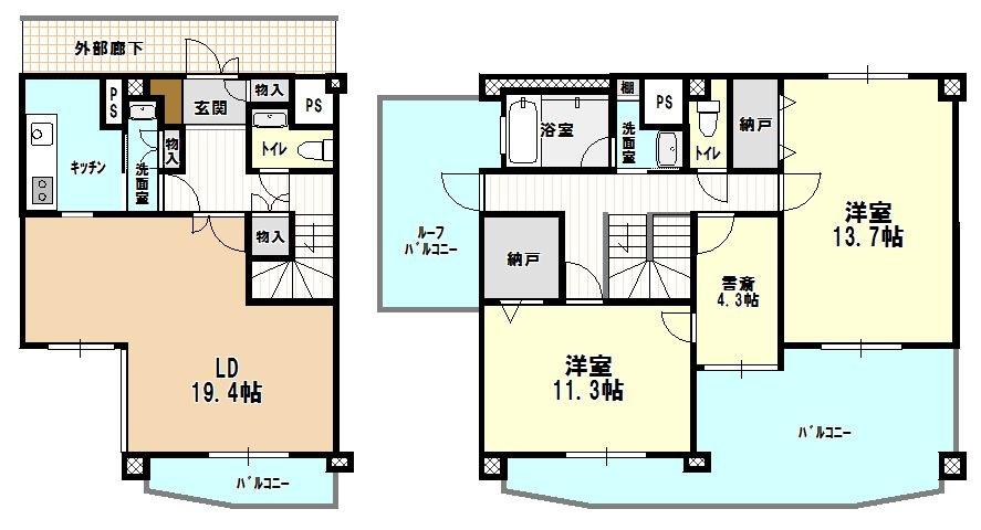 Floor plan. 2LDK + S (storeroom), Price 14 million yen, Footprint 136.61 sq m floor plan