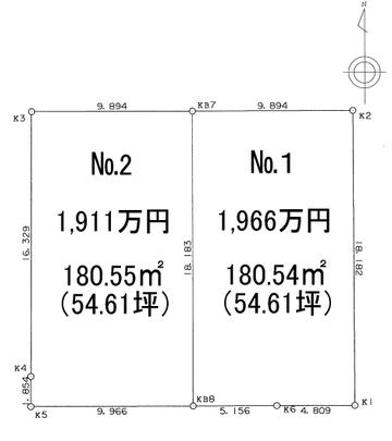Compartment figure. Land price 19,110,000 yen, Land area 180.55 sq m