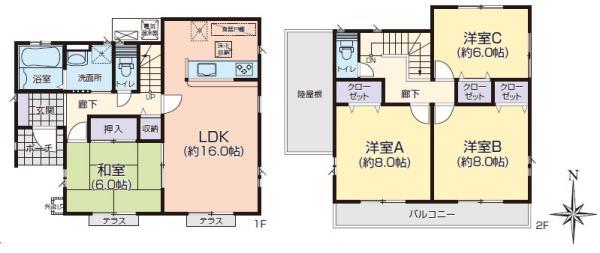 Floor plan. 23,700,000 yen, 4LDK, Land area 185.14 sq m , Building area 105.16 sq m