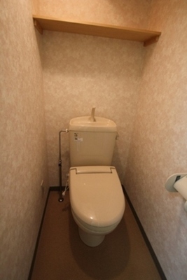 Toilet. Toilet is warm with warm toilet seat.