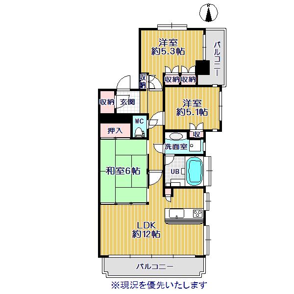 Floor plan. 3LDK, Price 22 million yen, Occupied area 71.48 sq m , Balcony area 16.21 sq m