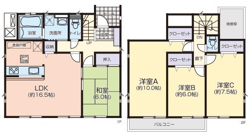 Floor plan. 19.7 million yen, 4LDK, Land area 187.77 sq m , Building area 105.99 sq m Zenshitsuminami direction