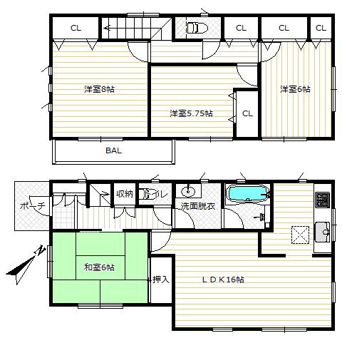 Floor plan. 23.8 million yen, 4LDK, Land area 162.55 sq m , Building area 98 sq m