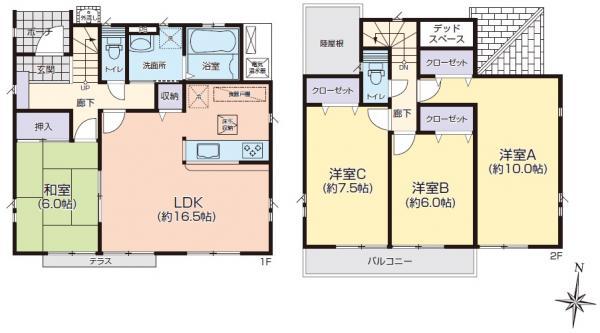 Floor plan. 23,700,000 yen, 4LDK, Land area 154.09 sq m , Building area 105.99 sq m