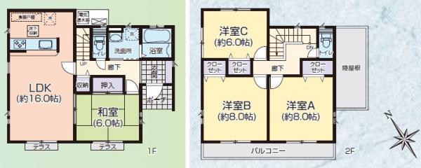 Floor plan. 21,800,000 yen, 4LDK, Land area 191.18 sq m , Building area 105.16 sq m