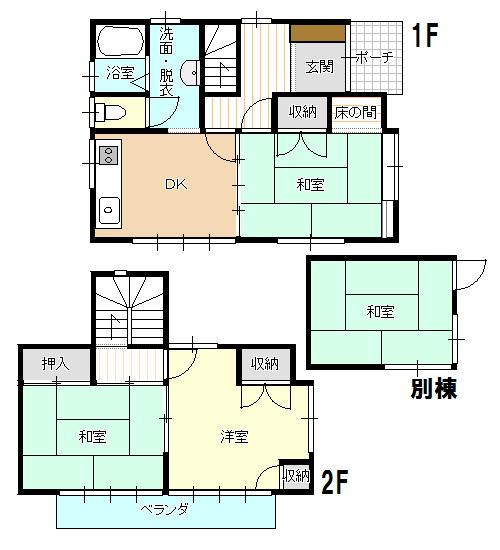 Floor plan. 8 million yen, 3DK, Land area 172.72 sq m , There is also a building area 69.14 sq m Western-style. 