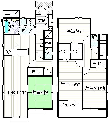Floor plan. 23.8 million yen, 4LDK, Land area 178.93 sq m , Spacious building area 105.98 sq m living to continue Japanese-style room