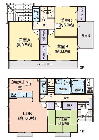 Floor plan. 22.6 million yen, 4LDK, Land area 184.05 sq m , Building area 105.98 sq m