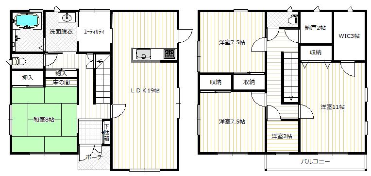 Floor plan. 24,800,000 yen, 4LDK + 2S (storeroom), Land area 200.43 sq m , Building area 144.08 sq m