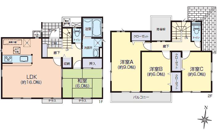 Floor plan. 23.6 million yen, 4LDK, Land area 206.09 sq m , Building area 103.5 sq m