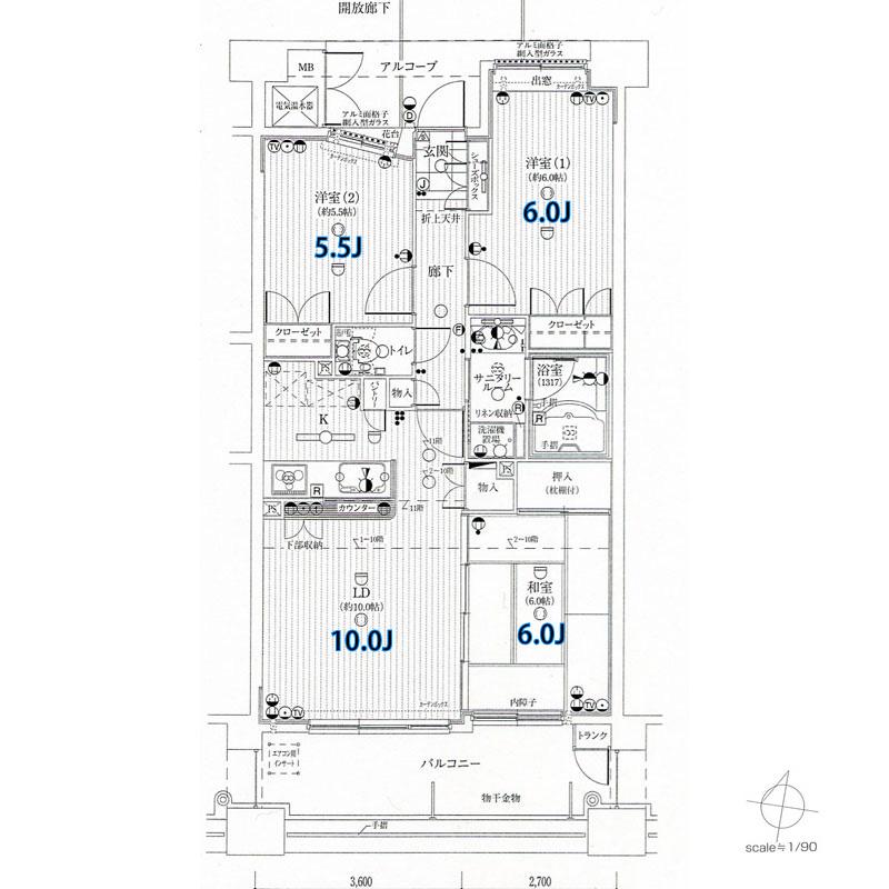 Floor plan. 3LDK, Price 18,800,000 yen, Occupied area 66.56 sq m , Balcony area 11.68 sq m