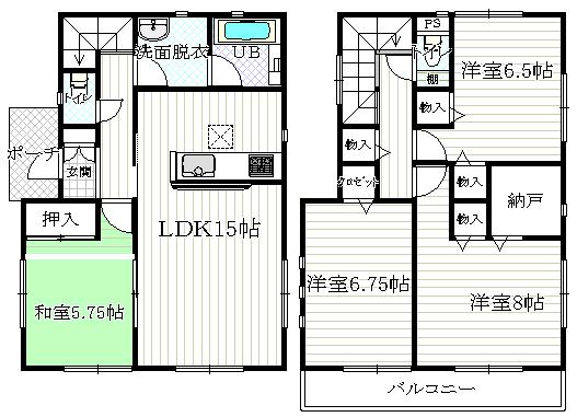Floor plan. 22,800,000 yen, 4LDK, Land area 168.26 sq m , Building area 96.81 sq m