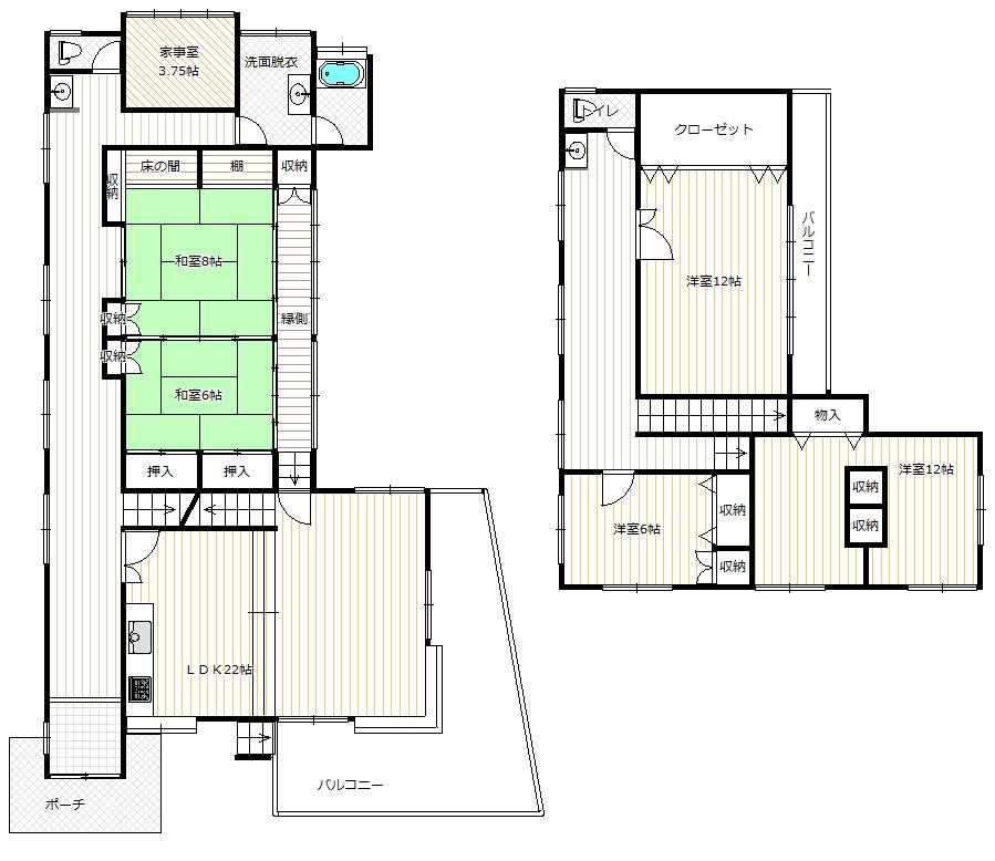 Floor plan. 24,800,000 yen, 5LDK, Land area 242.22 sq m , Building area 256.24 sq m